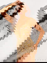 v neckline embellished dress 48509