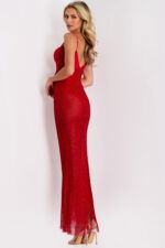 v neckline red dress 36373