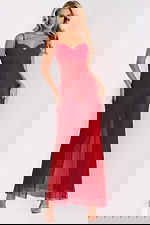 red v neck dress 36373