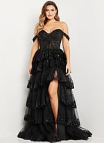 corset bodice high slit dress 36687