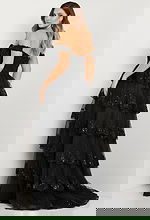 off the shoulder beaded black dress 36687