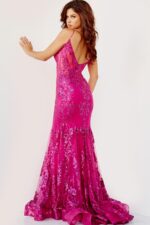 Model wearing Jovani 3675 Mermaid Corset Bodice Dress