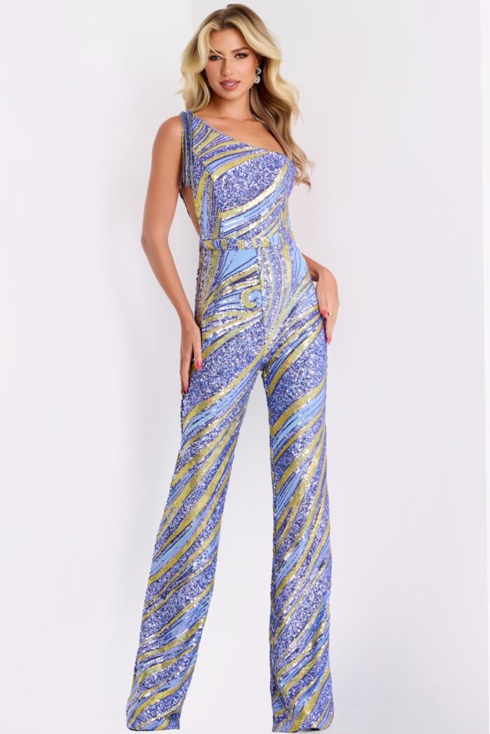 Sequin One-Shoulder Jumpsuit