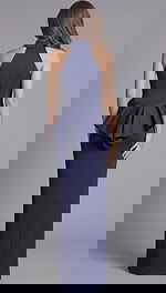 back of navy halter neck mob dress 37089