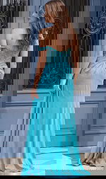 back of one shoulder corset beaded dress 37094