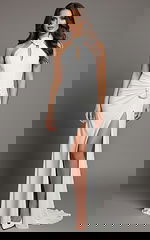 jersey halter neck white dress 37143