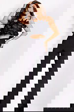 Black Two-Piece outfit with Ruffled Crop Top 37146