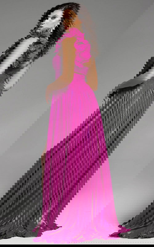 one shoulder empire waist dress 37254