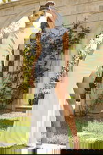 white high neck embellished dress with high side slit 37342