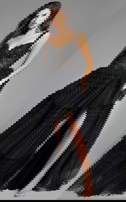 v neckline layered ball gown 37438