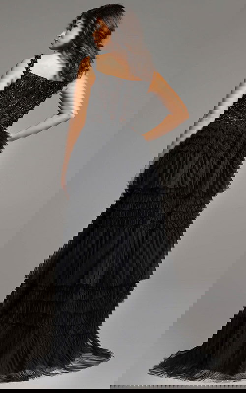 layered black dress 37438