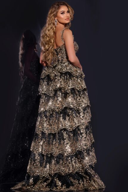 Side view of Jovani 37630 showcasing detailed back design