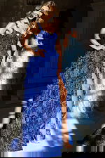 v neckline royal blue embellished dress 37630