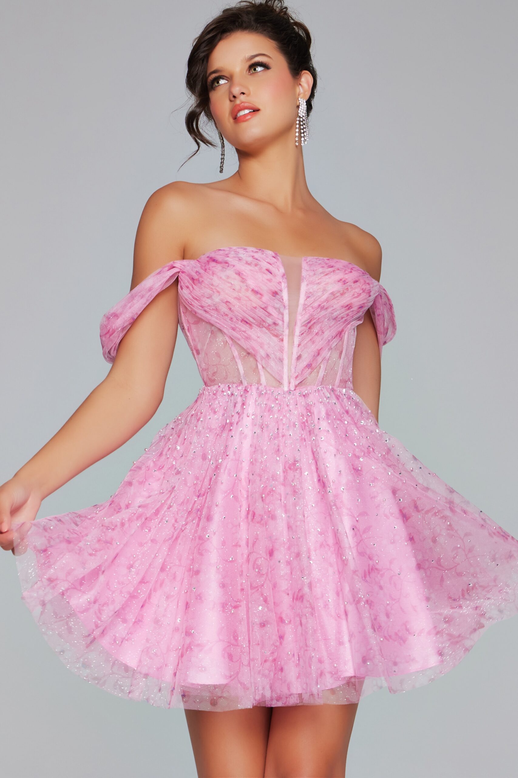 Fit And Flare Dress Pink Pink Pleated Bodice Fit And Flare Dress
