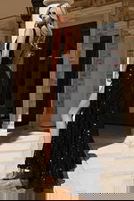 open back embellished black dress 38053