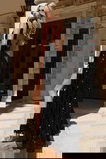 open back embellished black dress 38053