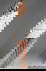 White Tailored Mini Dress With Open Back And Oversized Bow Train