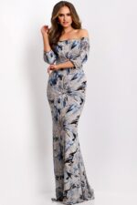 Off Shoulder Sequin Gown 38109