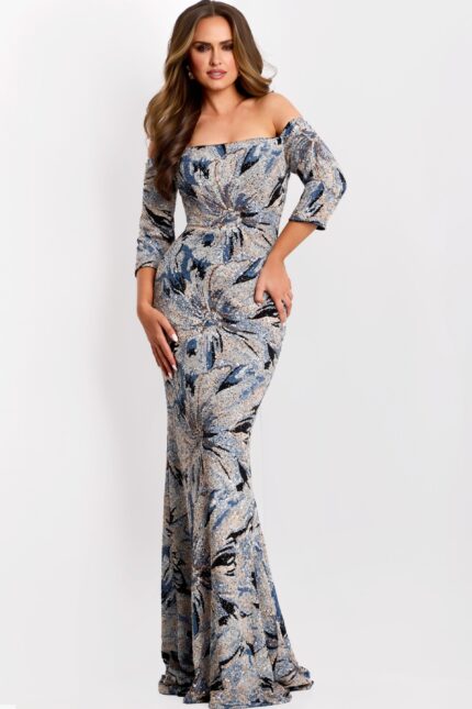 floral sequin gown 38109