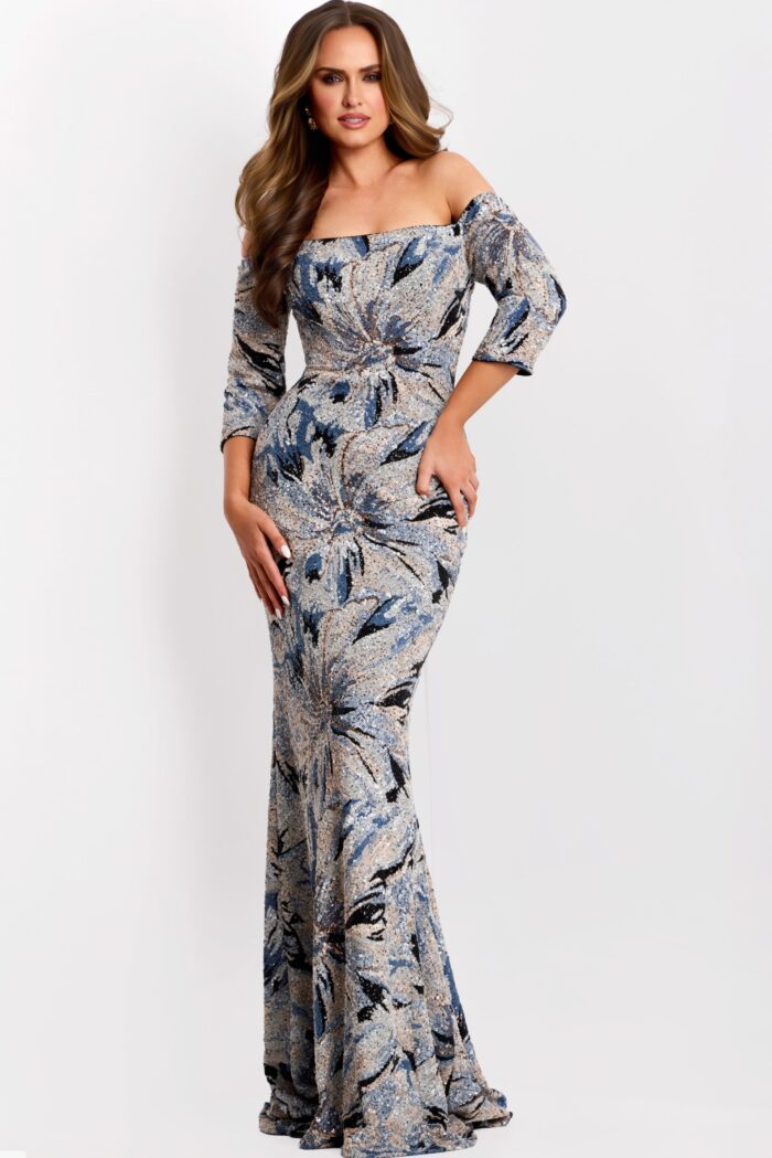 floral sequin gown 38109