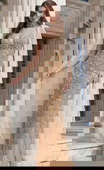 Beaded Illusion Gown With Choker Neckline And Sheer Cape