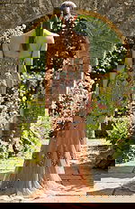 back of mermaid multi color beaded high slit dress 52596