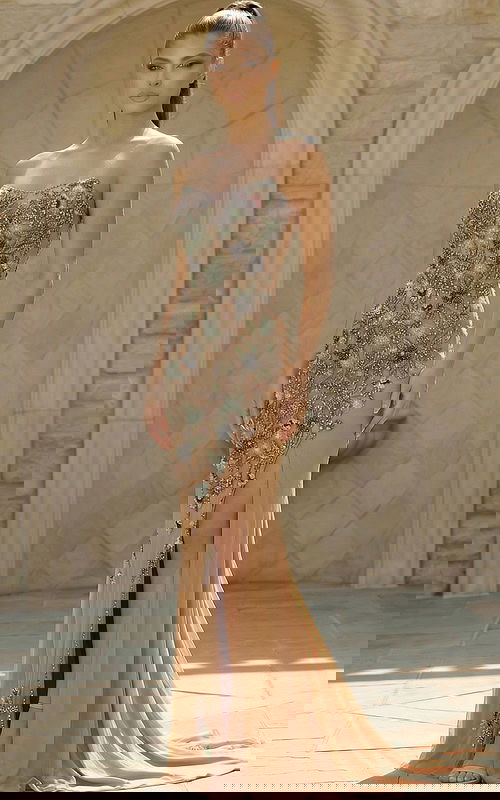 nude beaded strapless dress 52596