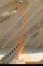 nude beaded strapless dress 52596