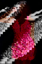 3D Floral Appliqué Mini Dress pink dress 38362