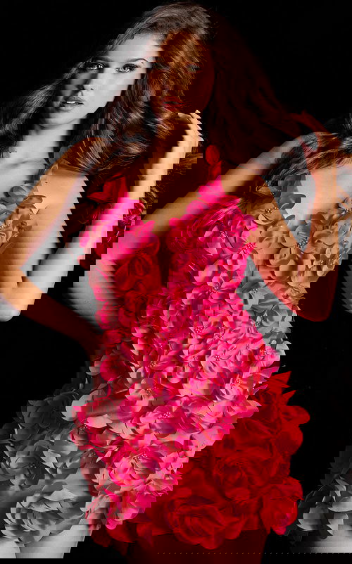 3D Floral Appliqué Mini Dress