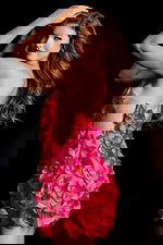 pink floral dress with sheer side panels 38362