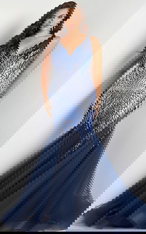 v neckline mermaid dress 38373