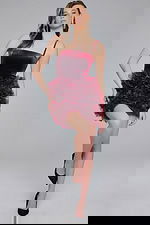 Model wearing Black Strapless Velvet Short Dress 38495