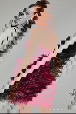 Model wearing Black Strapless Velvet Short Dress 38495