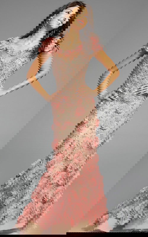 peach floral dress 38511