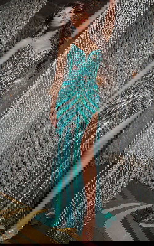 green beaded dress 38707