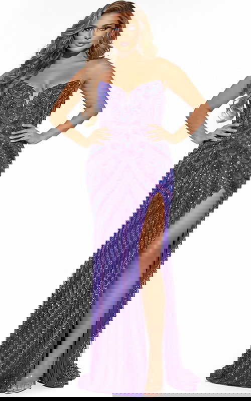 purple high slit dress 38707