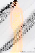 Shimmering gold prom dress with open back