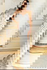 white embellished high slit dress 38707