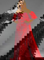 red sweetheart neckline dress 38746