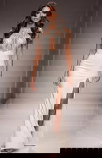 halter neck high slit white dress 38951