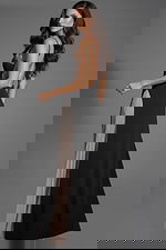 back backless dress with sheer fabric and embellishments