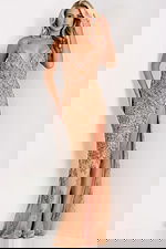 embellised v neckline gold evening dress 39016