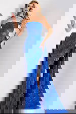 Elegant fit and flare evening gown with strapless neckline