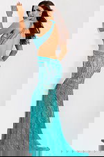 Halter cutout beaded mermaid evening gown