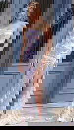 lilac sequin high slit dress 39099