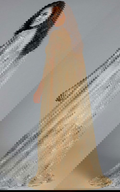 side os sheer gold embellished mob dress 39214