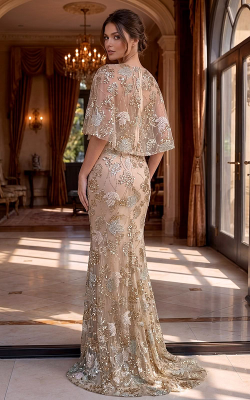 Back view of beaded mermaid gown