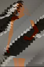 one shoulder fitted short dress 39243