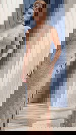 high slit v neckline embellished dress 39252